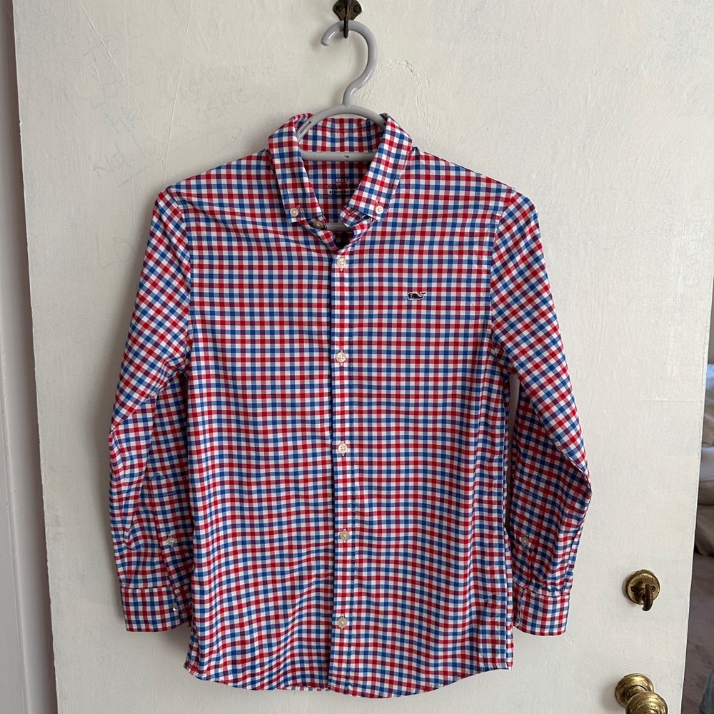 Youth Vineyard Vines Performance Long-Sleeved Polo, Size S (8-10)